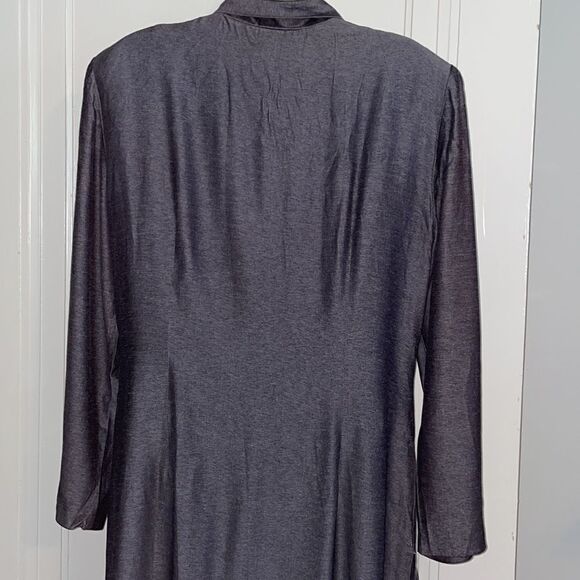 Vtg 80s Jennifer Jeffries long gray thin jacket with side slits - Picture 10 of 12